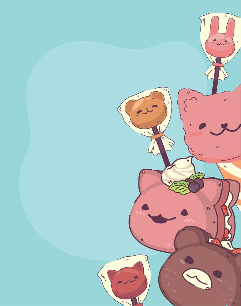 dessert de dessin animé kawaii vecteur