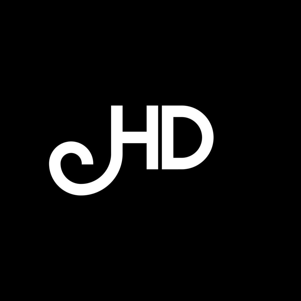 création de logo de lettre hd sur fond noir. concept de logo de lettre initiales créatives hd. conception de lettre hd. conception de lettre blanche hd sur fond noir. hd, logo hd vecteur