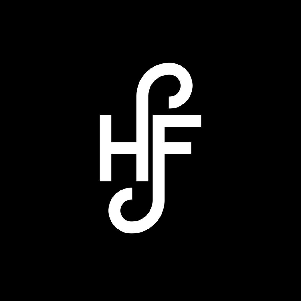 création de logo de lettre hf sur fond noir. concept de logo de lettre initiales créatives hf. conception de lettre hf. conception de lettre hf blanche sur fond noir. hf, logo hf vecteur