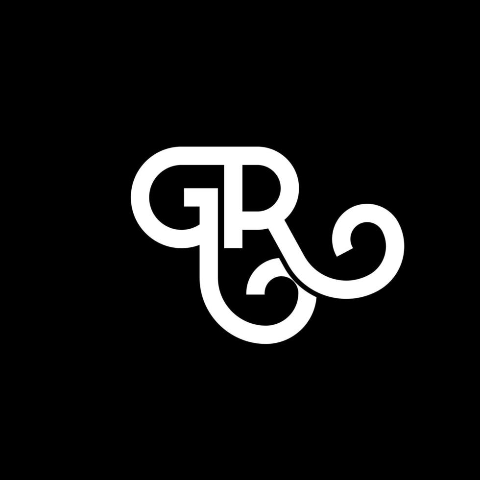 création de logo de lettre gr sur fond noir. gr concept de logo de lettre initiales créatives. conception de lettre gr. gr conception de lettre blanche sur fond noir. gr, gr logo vecteur