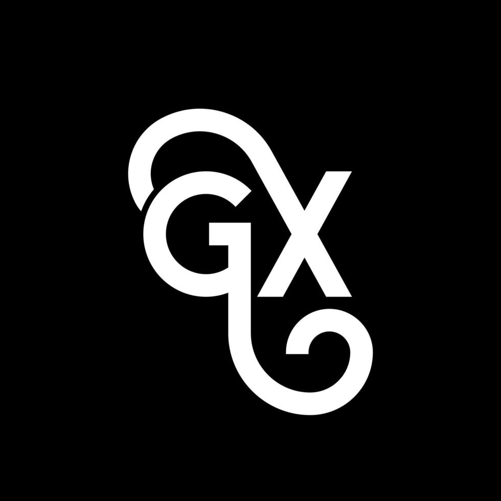 création de logo de lettre gx sur fond noir. concept de logo de lettre initiales créatives gx. conception de lettre gx. conception de lettre blanche gx sur fond noir. gx, logo gx vecteur