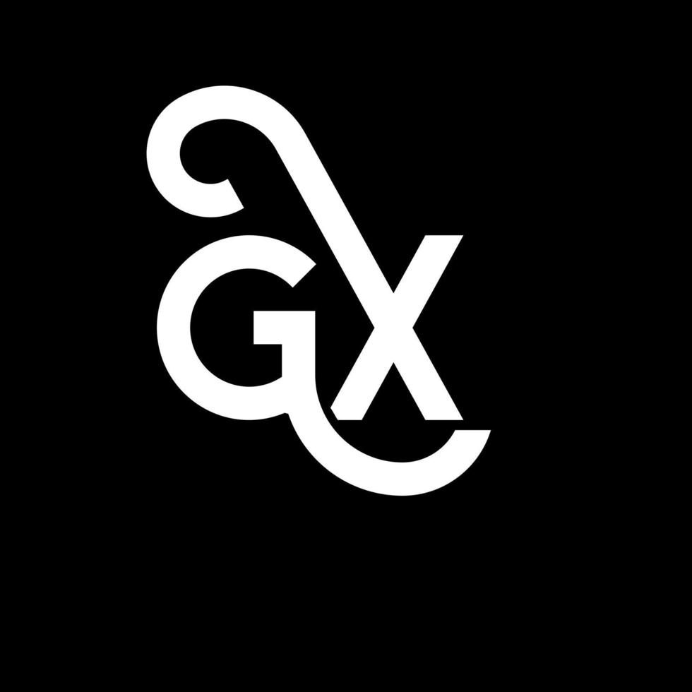 création de logo de lettre gx sur fond noir. concept de logo de lettre initiales créatives gx. conception de lettre gx. conception de lettre blanche gx sur fond noir. gx, logo gx vecteur