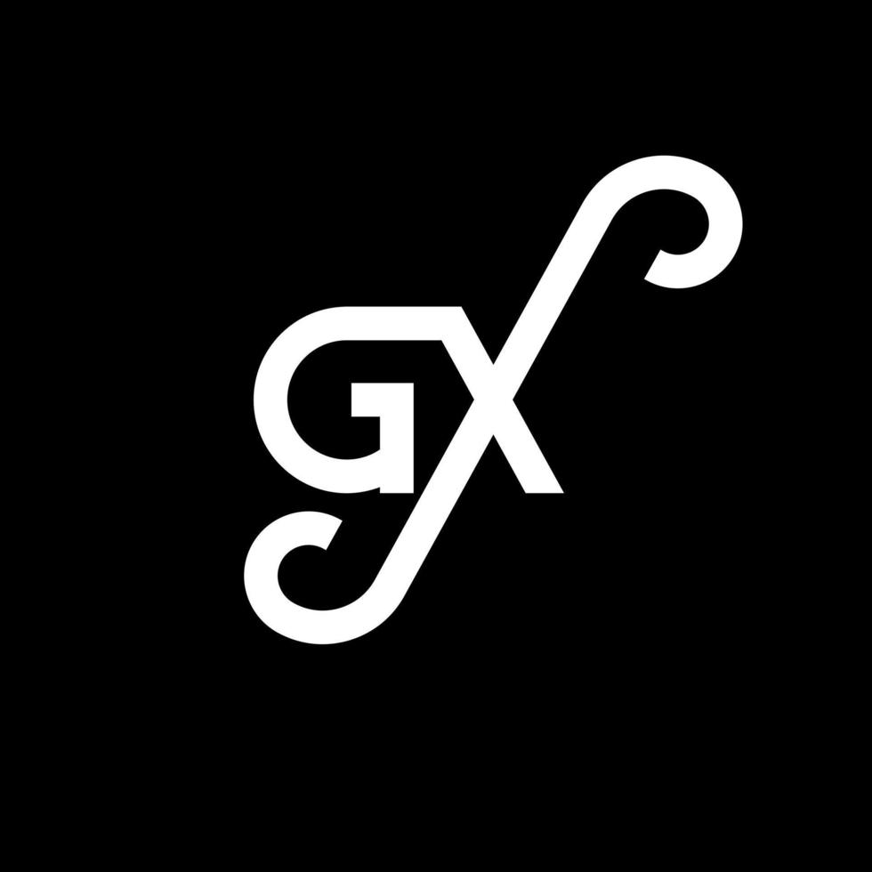 création de logo de lettre gx sur fond noir. concept de logo de lettre initiales créatives gx. conception de lettre gx. conception de lettre blanche gx sur fond noir. gx, logo gx vecteur