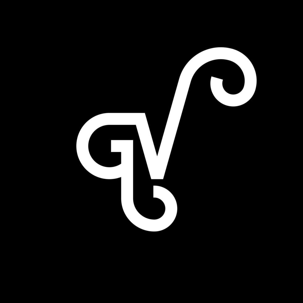 création de logo de lettre gv sur fond noir. concept de logo de lettre initiales créatives gv. conception de lettre gv. conception de lettre gv blanc sur fond noir. gv, logo gv vecteur