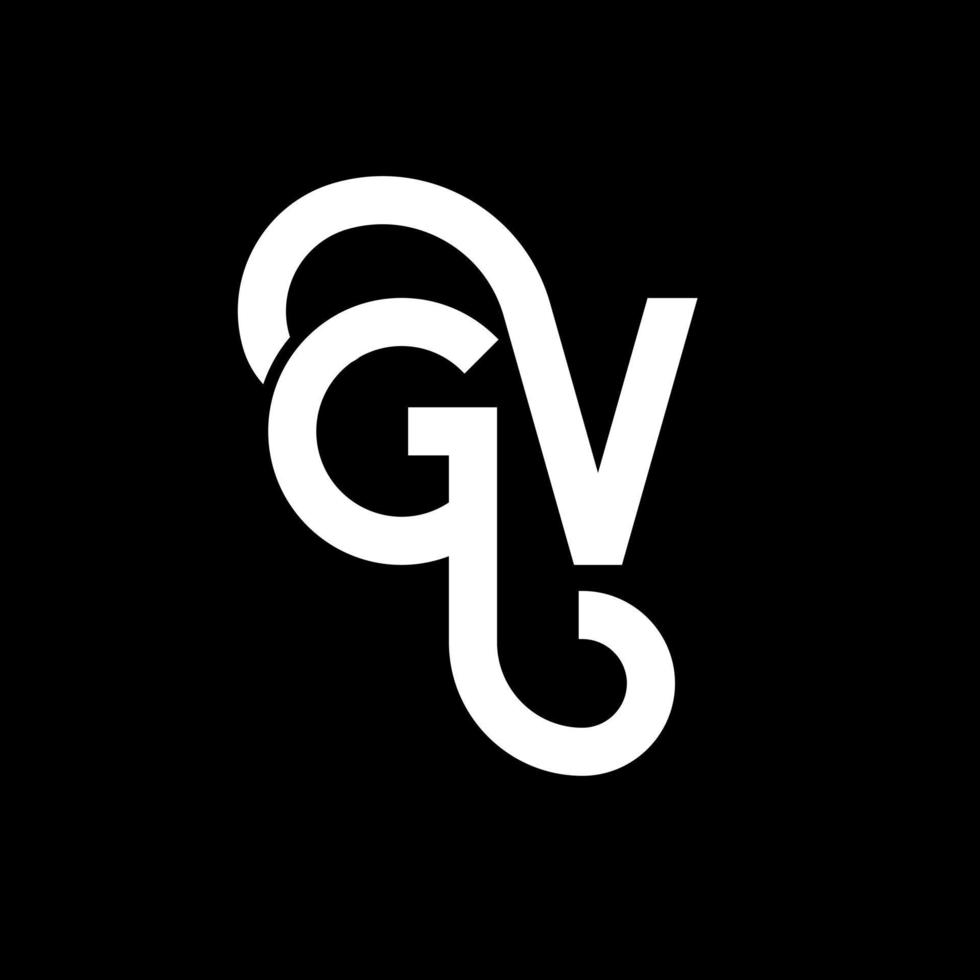 création de logo de lettre gv sur fond noir. concept de logo de lettre initiales créatives gv. conception de lettre gv. conception de lettre gv blanc sur fond noir. gv, logo gv vecteur