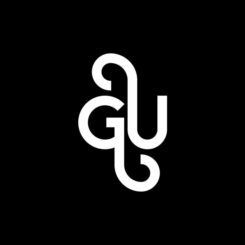 création de logo de lettre gu sur fond noir. concept de logo de lettre initiales créatives gu. conception de lettre gu. gu lettre blanche sur fond noir. gu, gu logo vecteur
