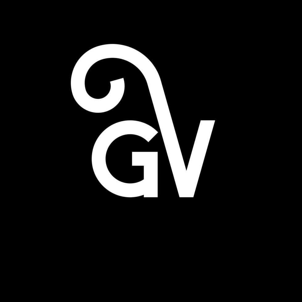 création de logo de lettre gv sur fond noir. concept de logo de lettre initiales créatives gv. conception de lettre gv. conception de lettre gv blanc sur fond noir. gv, logo gv vecteur