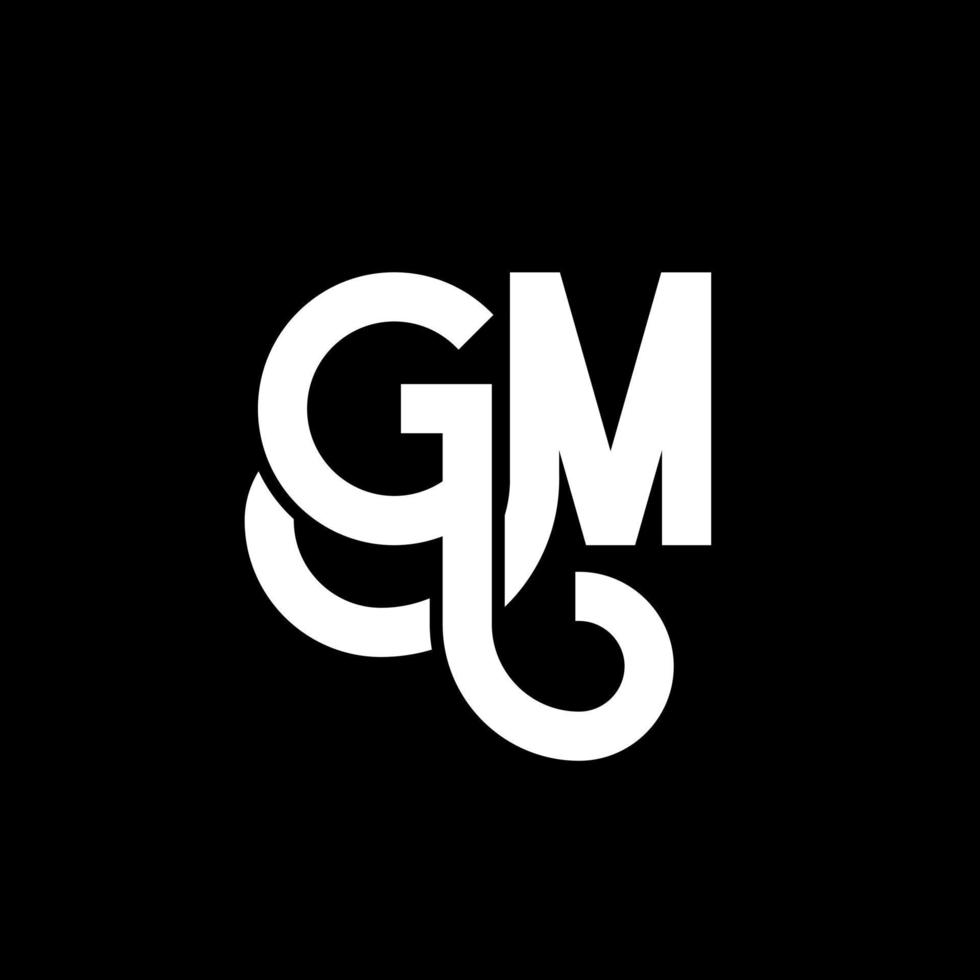 création de logo de lettre gm sur fond noir. concept de logo de lettre initiales créatives gm. conception de lettre gm. conception de lettre gm blanc sur fond noir. gm, gm logo vecteur