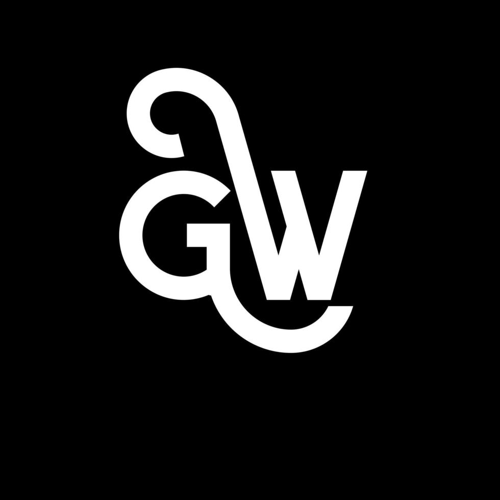 création de logo de lettre gw sur fond noir. concept de logo de lettre initiales créatives gw. conception de lettre gw. gw conception de lettre blanche sur fond noir. gw, gw logo vecteur