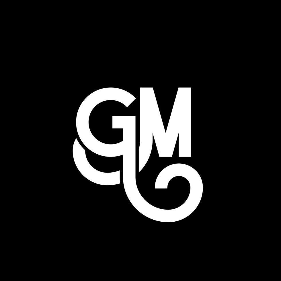 création de logo de lettre gm sur fond noir. concept de logo de lettre initiales créatives gm. conception de lettre gm. conception de lettre gm blanc sur fond noir. gm, gm logo vecteur
