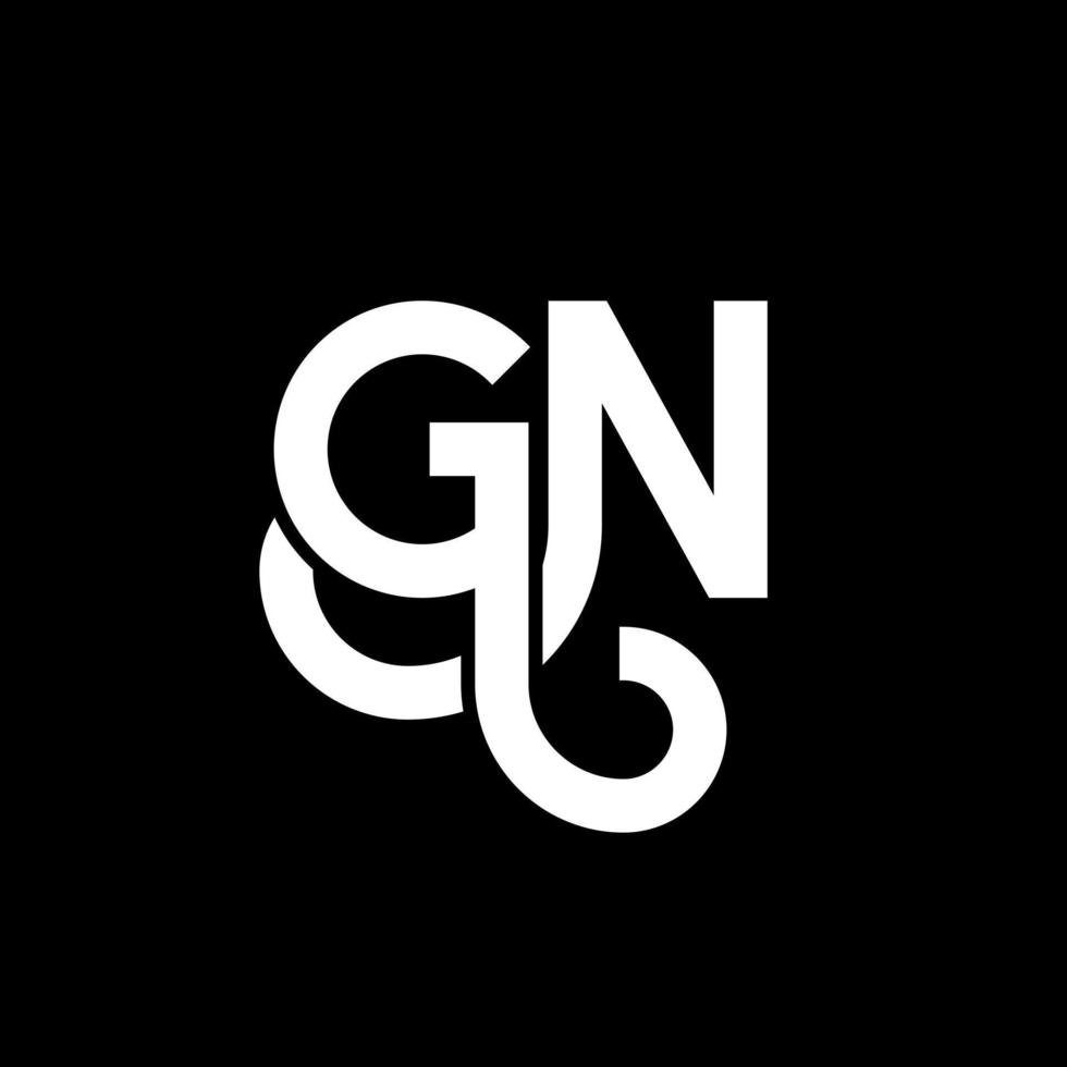 création de logo de lettre gn sur fond noir. concept de logo de lettre initiales créatives gn. conception de lettre gn. conception de lettre blanche gn sur fond noir. gn, gn logo vecteur