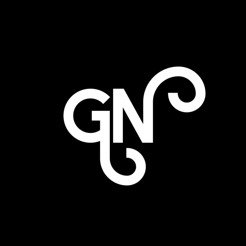 création de logo de lettre gn sur fond noir. concept de logo de lettre initiales créatives gn. conception de lettre gn. conception de lettre blanche gn sur fond noir. gn, gn logo vecteur