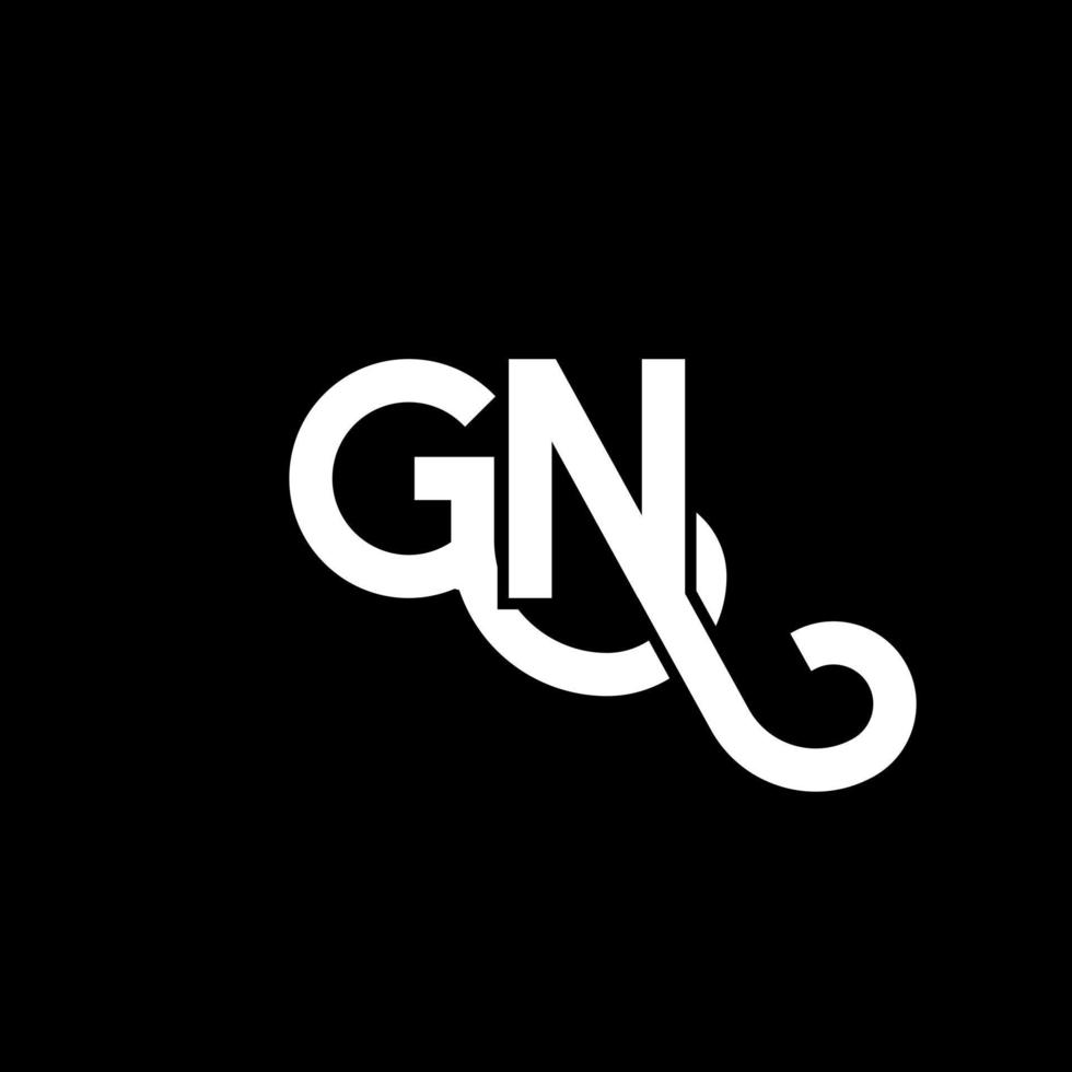 création de logo de lettre gn sur fond noir. concept de logo de lettre initiales créatives gn. conception de lettre gn. conception de lettre blanche gn sur fond noir. gn, gn logo vecteur