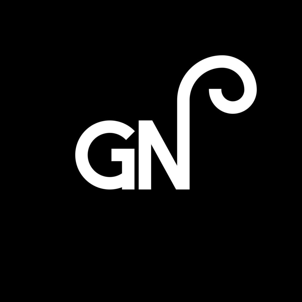 création de logo de lettre gn sur fond noir. concept de logo de lettre initiales créatives gn. conception de lettre gn. conception de lettre blanche gn sur fond noir. gn, gn logo vecteur