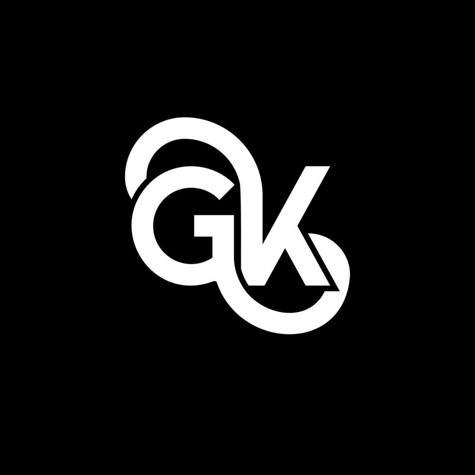 création de logo de lettre gk sur fond noir. concept de logo de lettre initiales créatives gk. conception de lettre gk. conception de lettre blanche gk sur fond noir. gk, logo gk vecteur