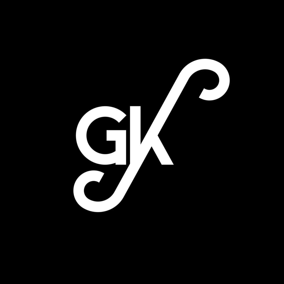 création de logo de lettre gk sur fond noir. concept de logo de lettre initiales créatives gk. conception de lettre gk. conception de lettre blanche gk sur fond noir. gk, logo gk vecteur