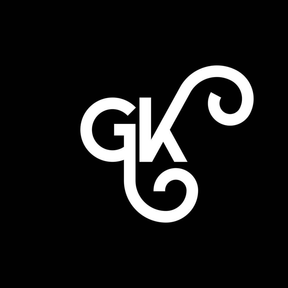 création de logo de lettre gk sur fond noir. concept de logo de lettre initiales créatives gk. conception de lettre gk. conception de lettre blanche gk sur fond noir. gk, logo gk vecteur