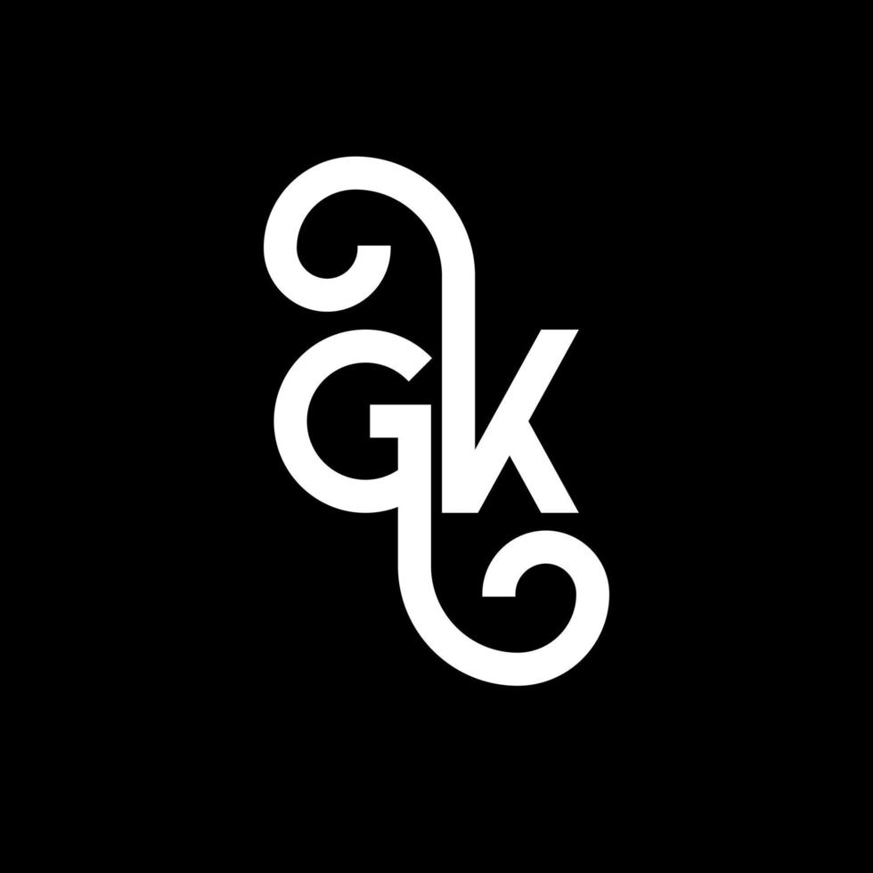 création de logo de lettre gk sur fond noir. concept de logo de lettre initiales créatives gk. conception de lettre gk. conception de lettre blanche gk sur fond noir. gk, logo gk vecteur