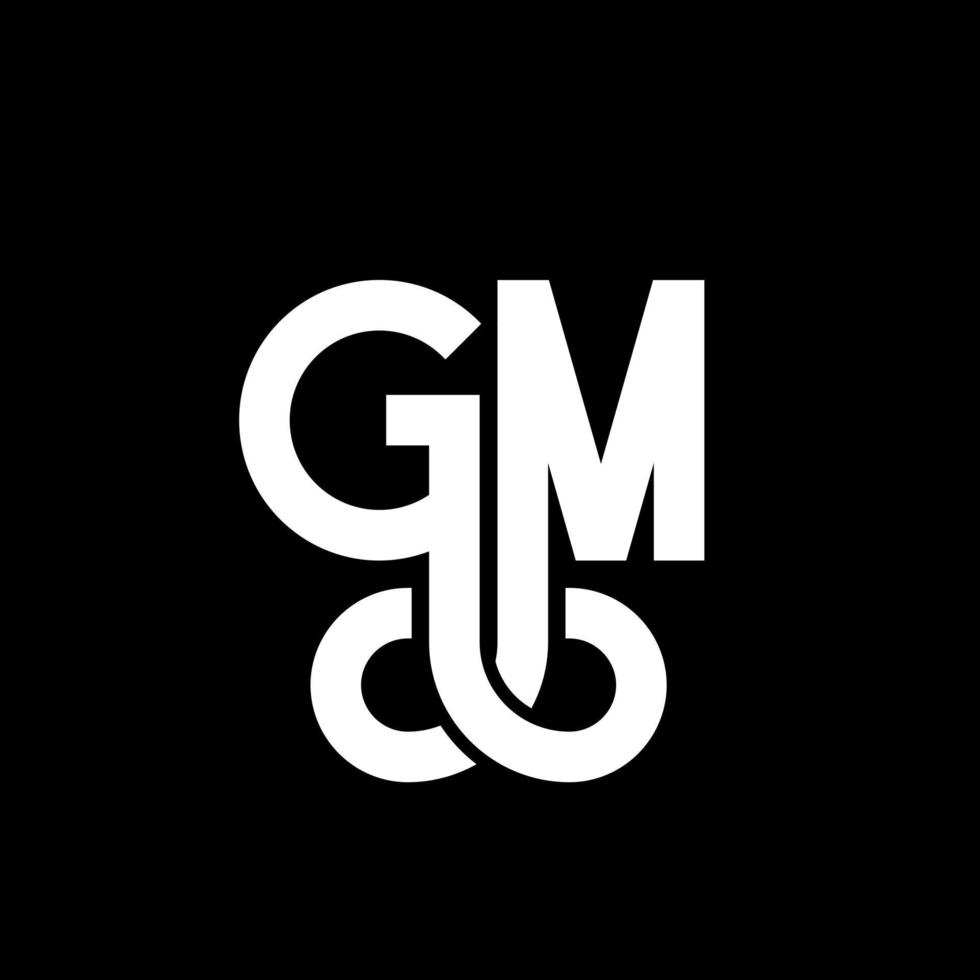 création de logo de lettre gm sur fond noir. concept de logo de lettre initiales créatives gm. conception de lettre gm. conception de lettre gm blanc sur fond noir. gm, gm logo vecteur