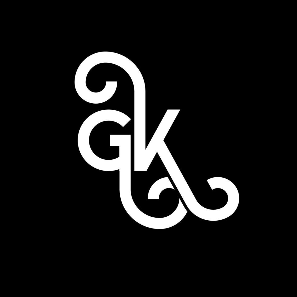 création de logo de lettre gk sur fond noir. concept de logo de lettre initiales créatives gk. conception de lettre gk. conception de lettre blanche gk sur fond noir. gk, logo gk vecteur