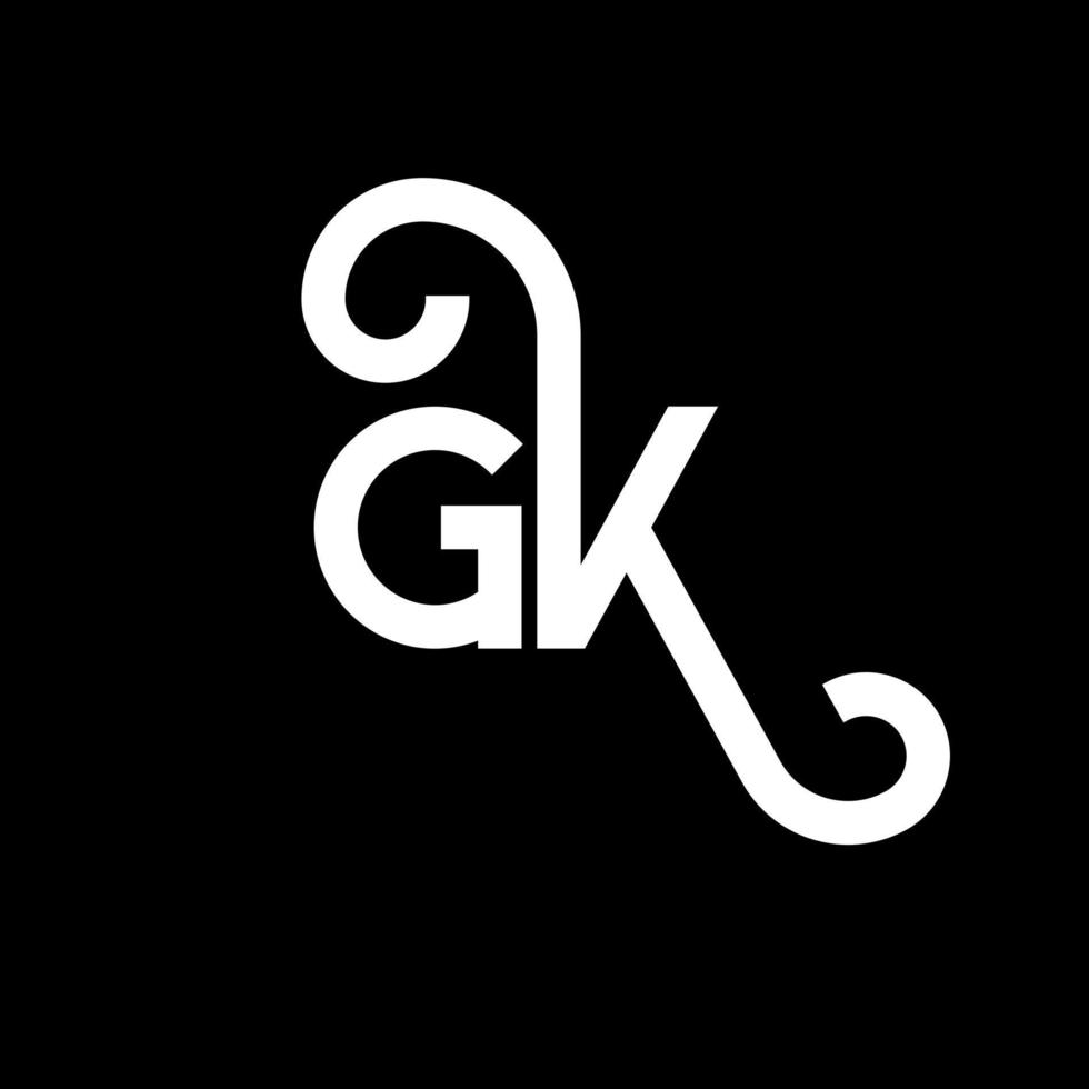 création de logo de lettre gk sur fond noir. concept de logo de lettre initiales créatives gk. conception de lettre gk. conception de lettre blanche gk sur fond noir. gk, logo gk vecteur