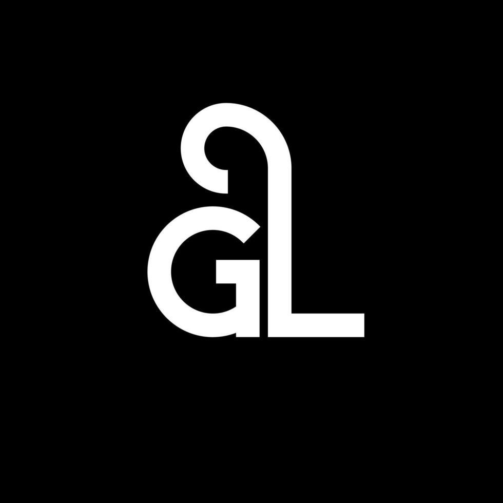 création de logo de lettre gl sur fond noir. concept de logo de lettre initiales créatives gl. conception de lettre gl. gl conception de lettre blanche sur fond noir. gl, gl logo vecteur