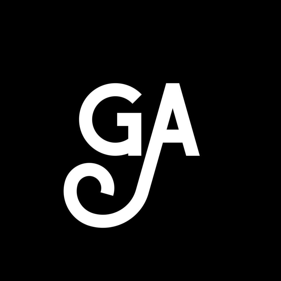 création de logo de lettre ga sur fond noir. concept de logo de lettre initiales créatives ga. conception de lettre ga. conception de lettre blanche ga sur fond noir. ga, ga logo vecteur