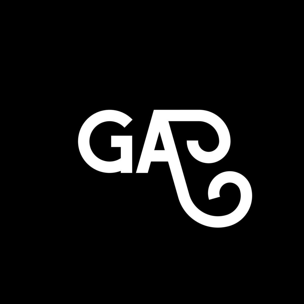 création de logo de lettre ga sur fond noir. concept de logo de lettre initiales créatives ga. conception de lettre ga. conception de lettre blanche ga sur fond noir. ga, ga logo vecteur