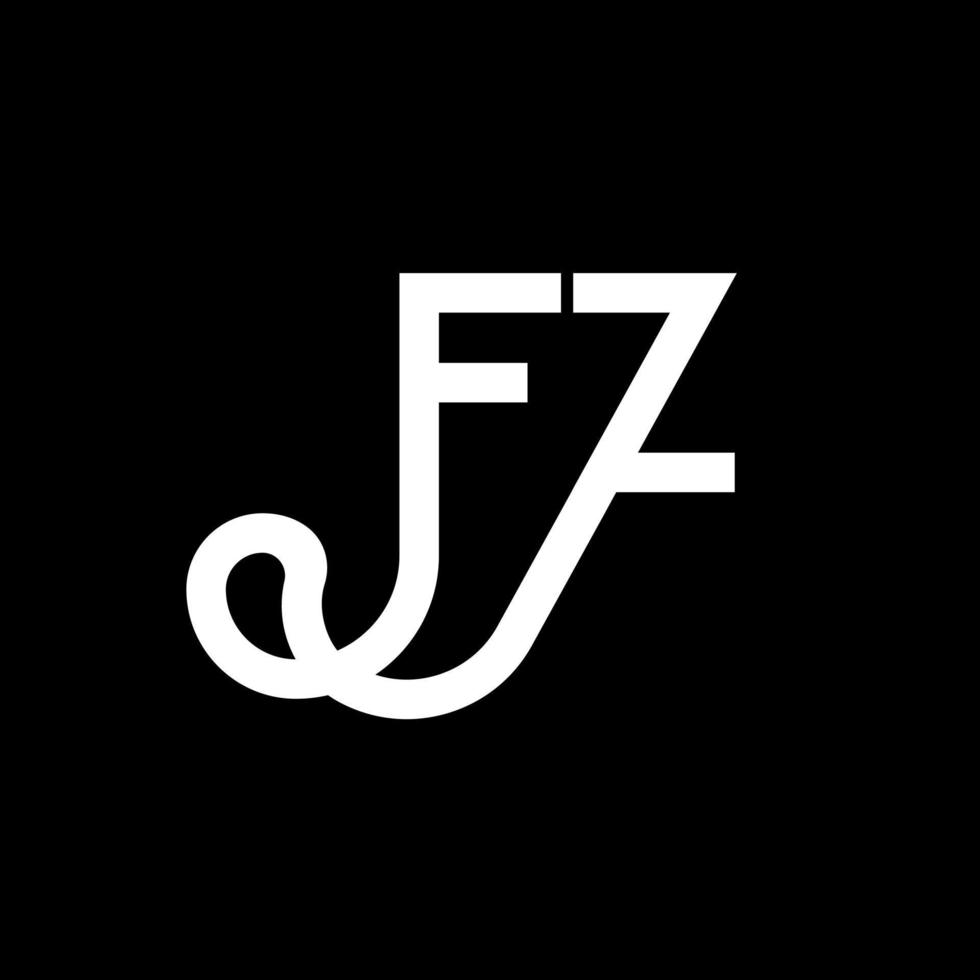 création de logo de lettre fz sur fond noir. concept de logo de lettre initiales créatives fz. conception de lettre fz. fz conception de lettre blanche sur fond noir. fz, logo fz vecteur