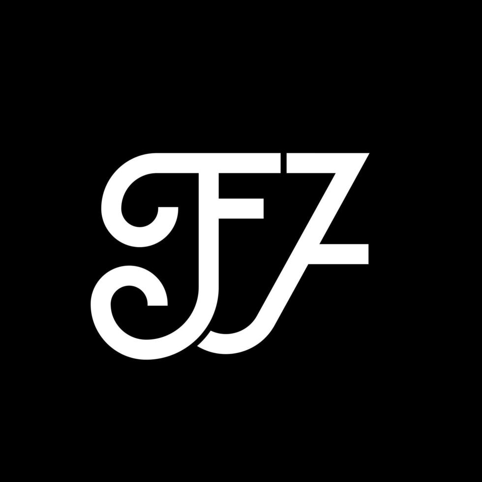 création de logo de lettre fz sur fond noir. concept de logo de lettre initiales créatives fz. conception de lettre fz. fz conception de lettre blanche sur fond noir. fz, logo fz vecteur