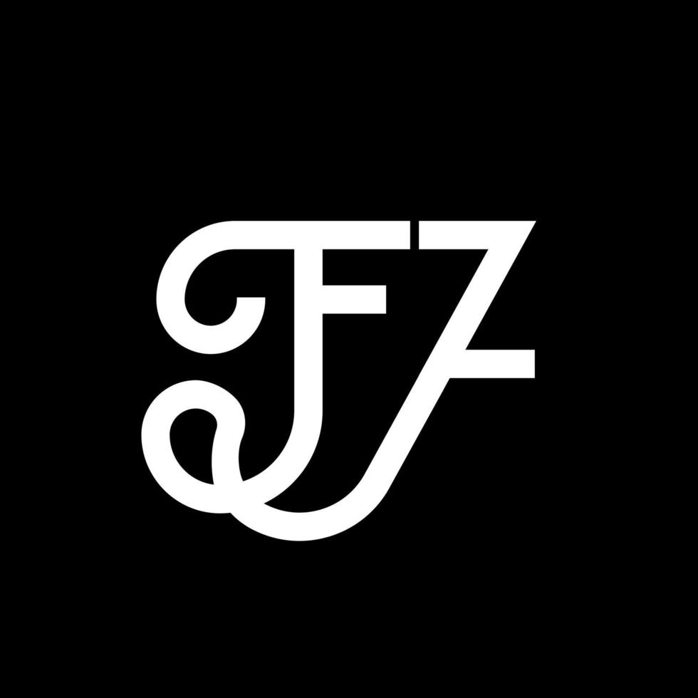 création de logo de lettre fz sur fond noir. concept de logo de lettre initiales créatives fz. conception de lettre fz. fz conception de lettre blanche sur fond noir. fz, logo fz vecteur