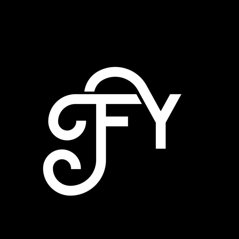 création de logo de lettre fy sur fond noir. concept de logo de lettre initiales créatives fy. conception de lettre fy. conception de lettre blanche fy sur fond noir. fy, fy logo vecteur