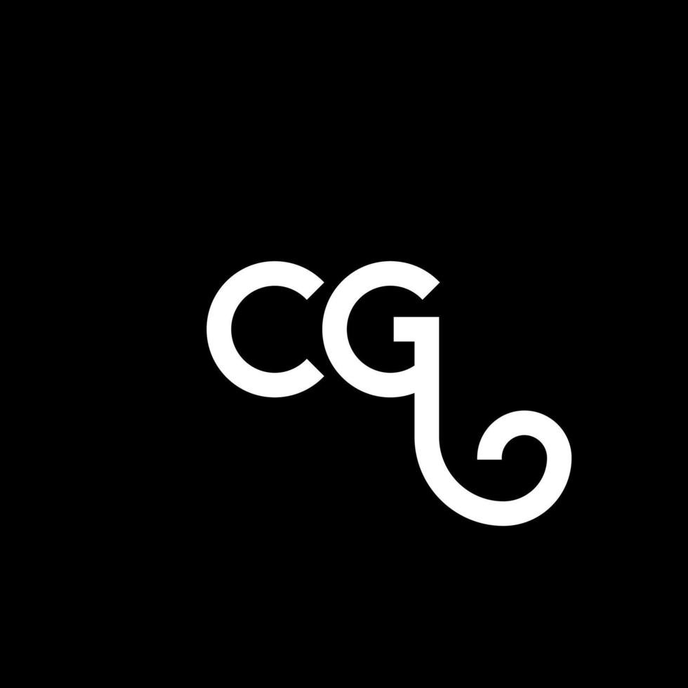 création de logo de lettre cg sur fond noir. concept de logo de lettre initiales créatives cg. conception de lettre cg. conception de lettre blanche cg sur fond noir. cg, logo cg vecteur