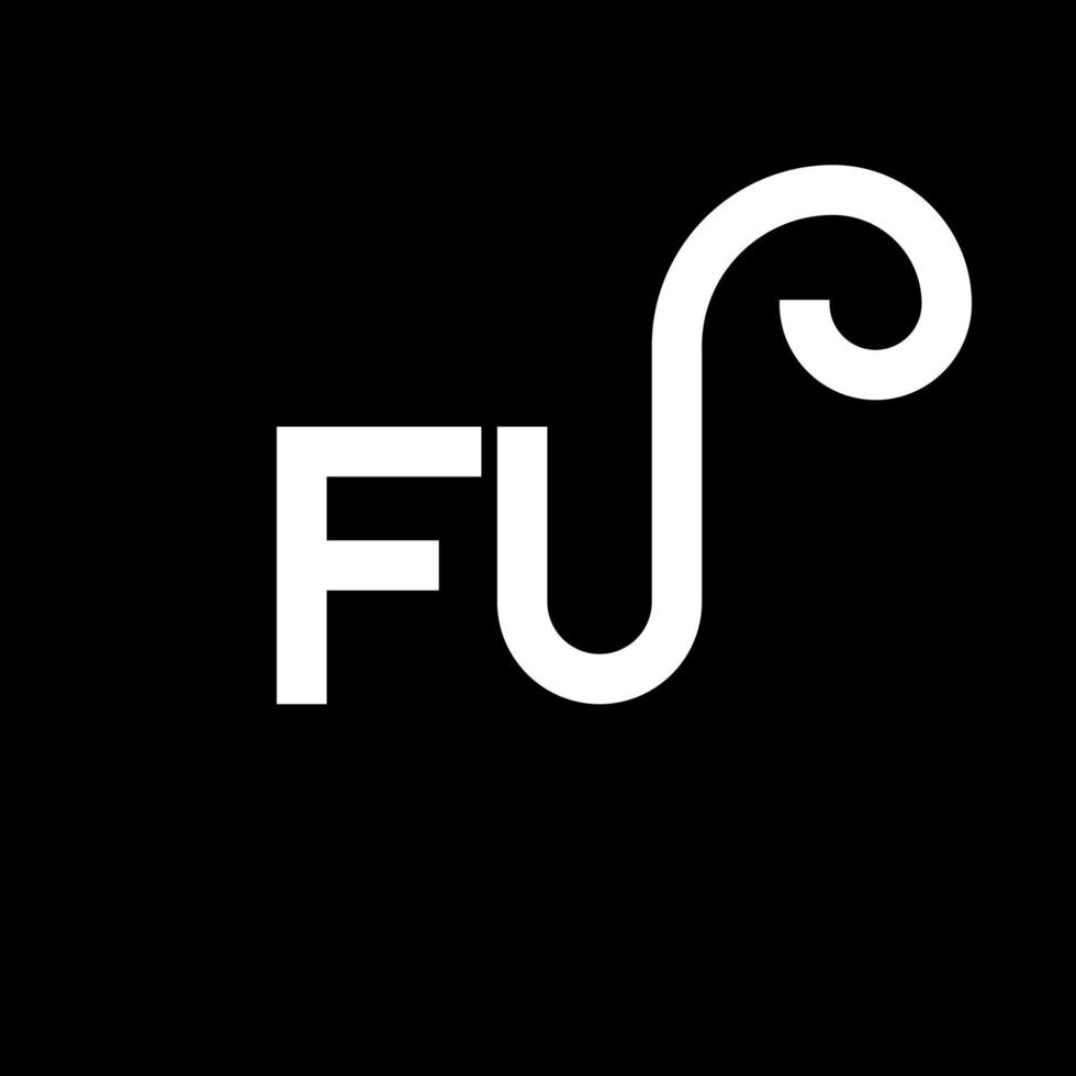 création de logo de lettre fu sur fond noir. concept de logo de lettre initiales créatives fu. conception de lettre fu. conception de lettre blanche fu sur fond noir. fu, fu logo vecteur