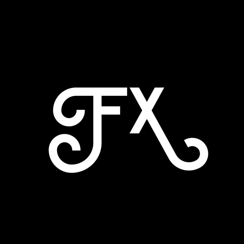 création de logo de lettre fx sur fond noir. fx creative initiales lettre logo concept. conception de lettre fx. fx conception de lettre blanche sur fond noir. effet, logo effet vecteur