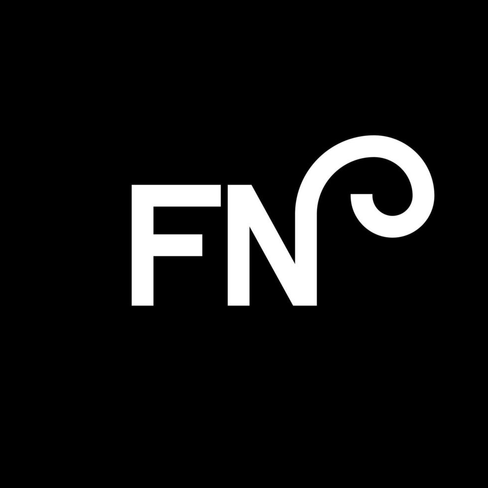 création de logo de lettre fn sur fond noir. concept de logo de lettre initiales créatives fn. conception de lettre fn. conception de lettre blanche fn sur fond noir. fn, logo fn vecteur