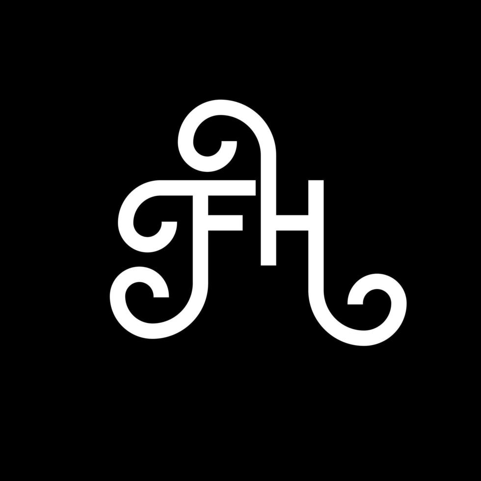 création de logo de lettre fh sur fond noir. concept de logo de lettre initiales créatives fh. conception de lettre fh. fh lettre blanche sur fond noir. fh, logo fh vecteur