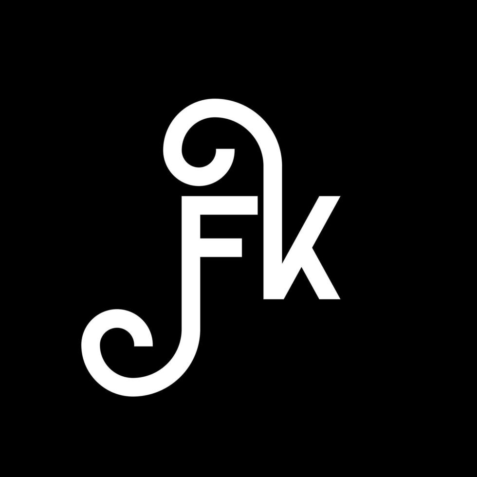 création de logo de lettre fk sur fond noir. concept de logo de lettre initiales créatives fk. conception de lettre fk. conception de lettre fk blanche sur fond noir. fk, fk logo vecteur