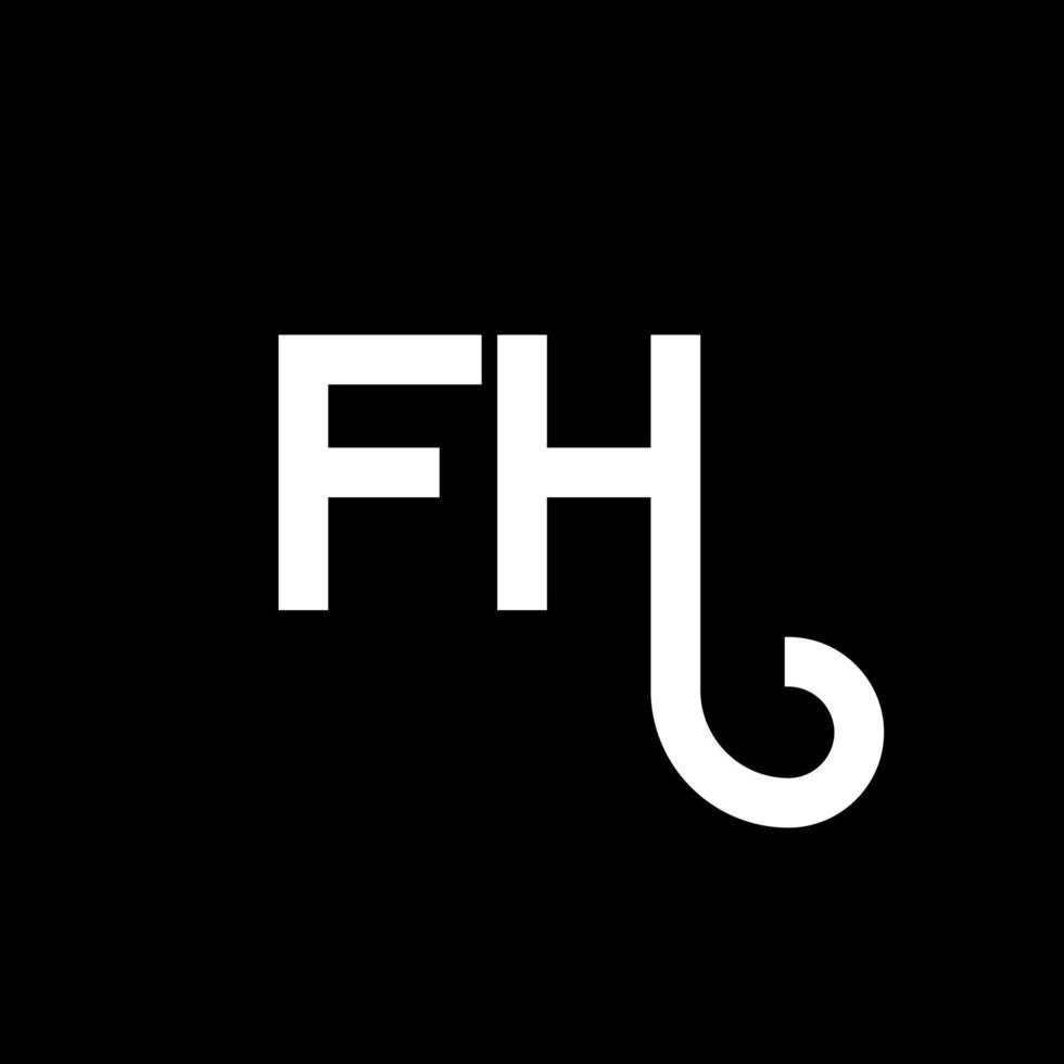 création de logo de lettre fh sur fond noir. concept de logo de lettre initiales créatives fh. conception de lettre fh. fh lettre blanche sur fond noir. fh, logo fh vecteur