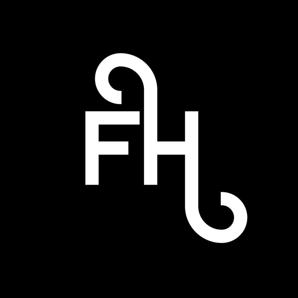 création de logo de lettre fh sur fond noir. concept de logo de lettre initiales créatives fh. conception de lettre fh. fh lettre blanche sur fond noir. fh, logo fh vecteur