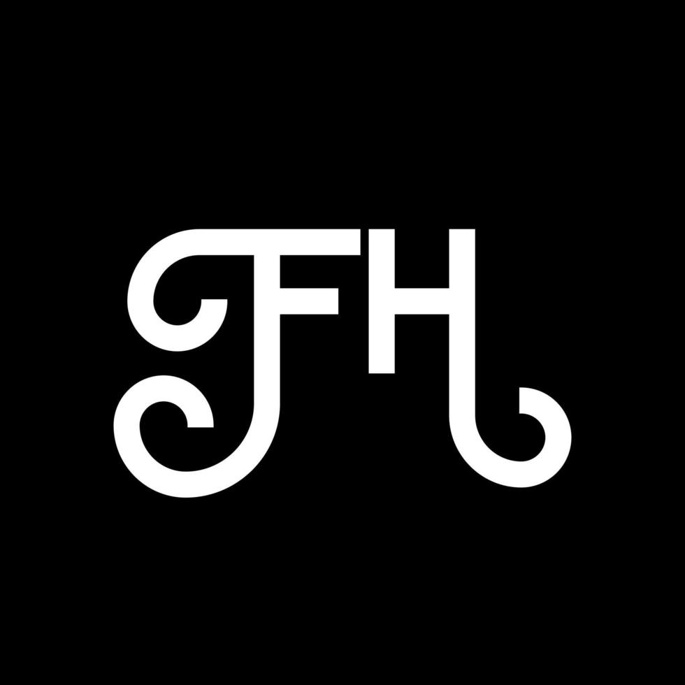 création de logo de lettre fh sur fond noir. concept de logo de lettre initiales créatives fh. conception de lettre fh. fh lettre blanche sur fond noir. fh, logo fh vecteur