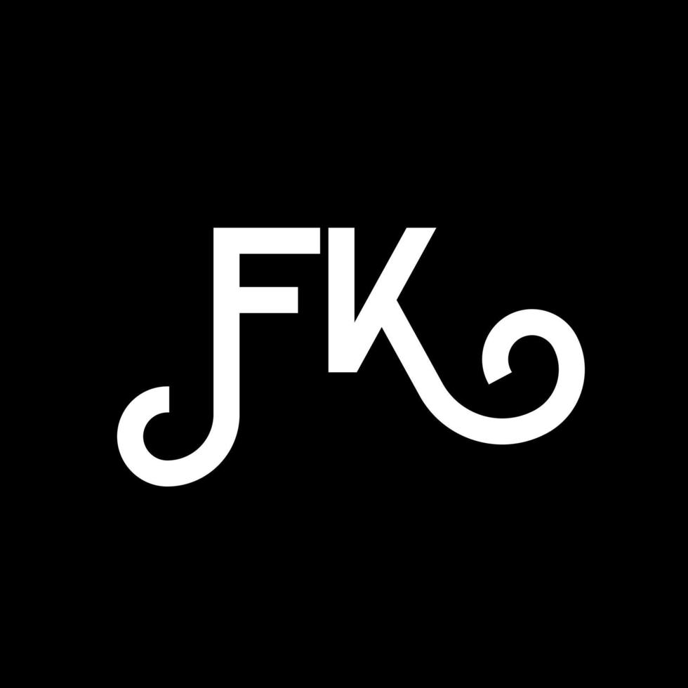 création de logo de lettre fk sur fond noir. concept de logo de lettre initiales créatives fk. conception de lettre fk. conception de lettre fk blanche sur fond noir. fk, fk logo vecteur