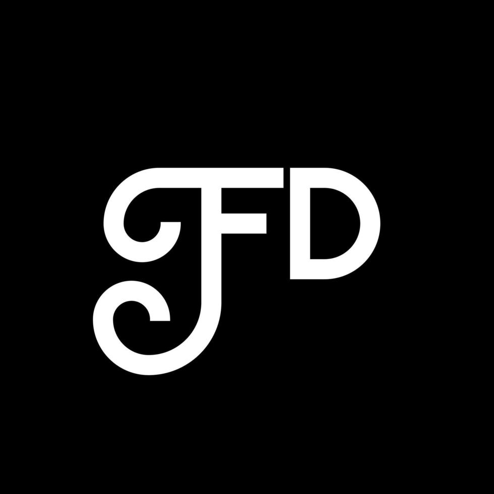 création de logo de lettre fd sur fond noir. concept de logo de lettre initiales créatives fd. conception de lettre fd. fd lettre blanche sur fond noir. fd, fd logo vecteur