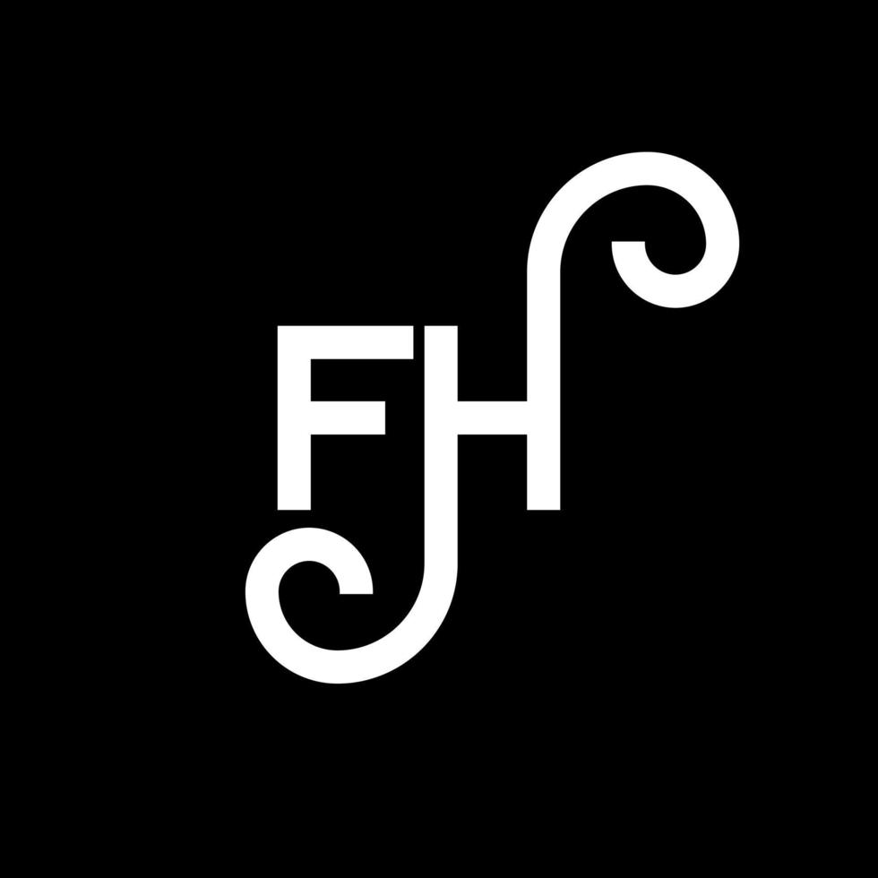 création de logo de lettre fh sur fond noir. concept de logo de lettre initiales créatives fh. conception de lettre fh. fh lettre blanche sur fond noir. fh, logo fh vecteur