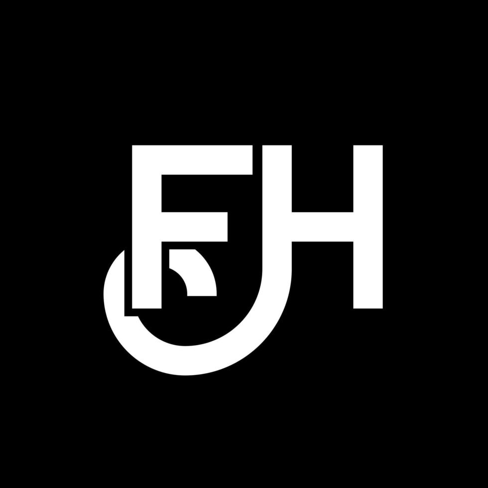 création de logo de lettre fh sur fond noir. concept de logo de lettre initiales créatives fh. conception de lettre fh. fh lettre blanche sur fond noir. fh, logo fh vecteur