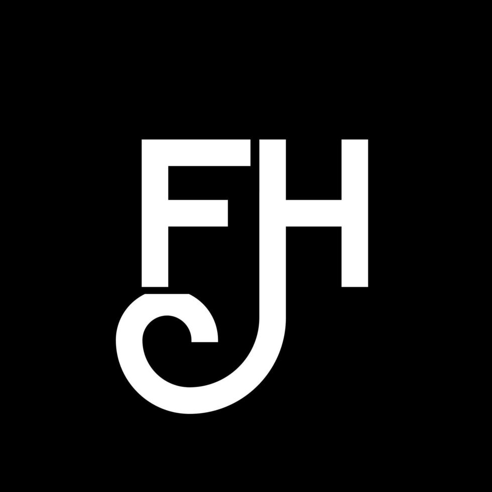 création de logo de lettre fh sur fond noir. concept de logo de lettre initiales créatives fh. conception de lettre fh. fh lettre blanche sur fond noir. fh, logo fh vecteur