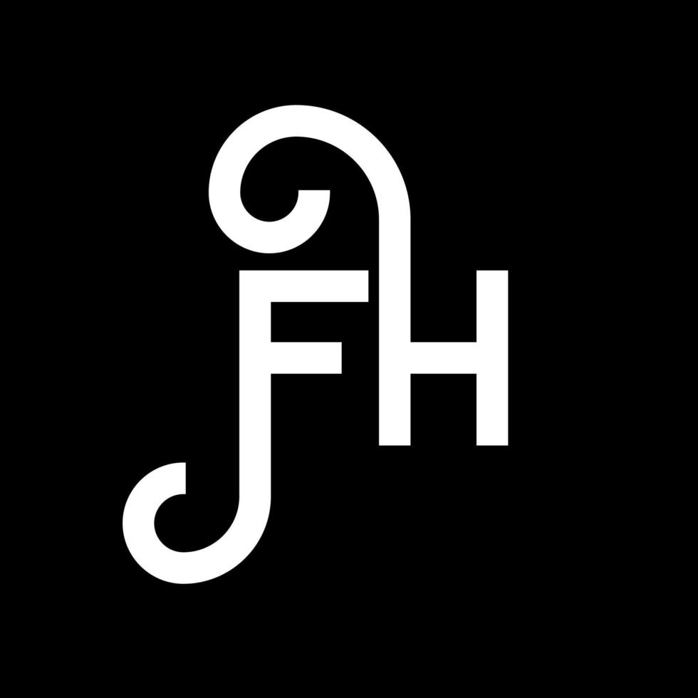 création de logo de lettre fh sur fond noir. concept de logo de lettre initiales créatives fh. conception de lettre fh. fh lettre blanche sur fond noir. fh, logo fh vecteur