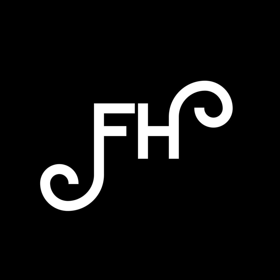 création de logo de lettre fh sur fond noir. concept de logo de lettre initiales créatives fh. conception de lettre fh. fh lettre blanche sur fond noir. fh, logo fh vecteur