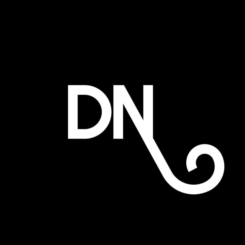 création de logo de lettre dn sur fond noir. concept de logo de lettre initiales créatives dn. conception de lettre dn. conception de lettre blanche dn sur fond noir. dn, dn logo vecteur