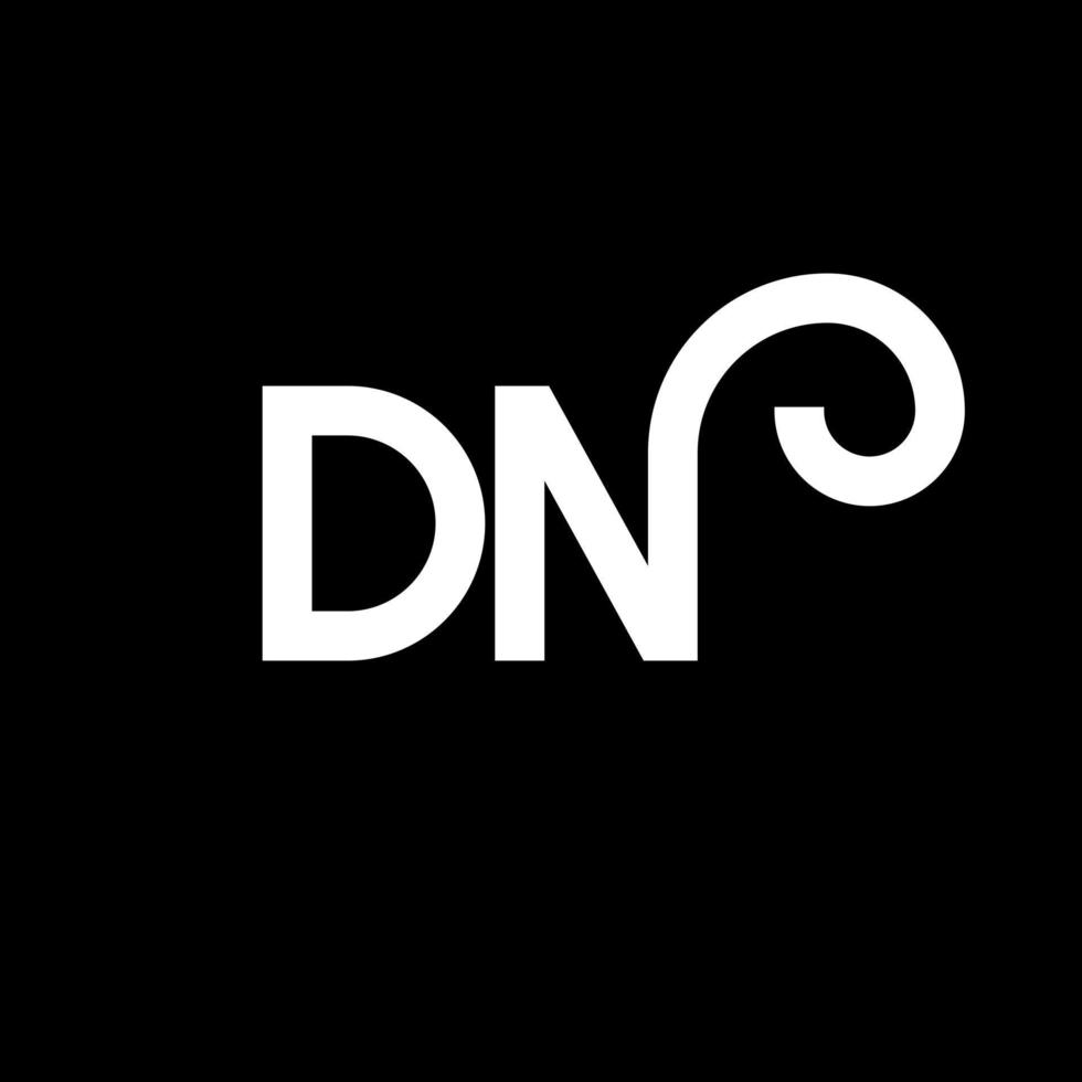 création de logo de lettre dn sur fond noir. concept de logo de lettre initiales créatives dn. conception de lettre dn. conception de lettre blanche dn sur fond noir. dn, dn logo vecteur